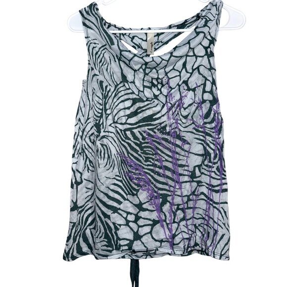 Lovecappella Zebra Print Sleeveless Top With Purple Accents XS - Picture 1 of 6
